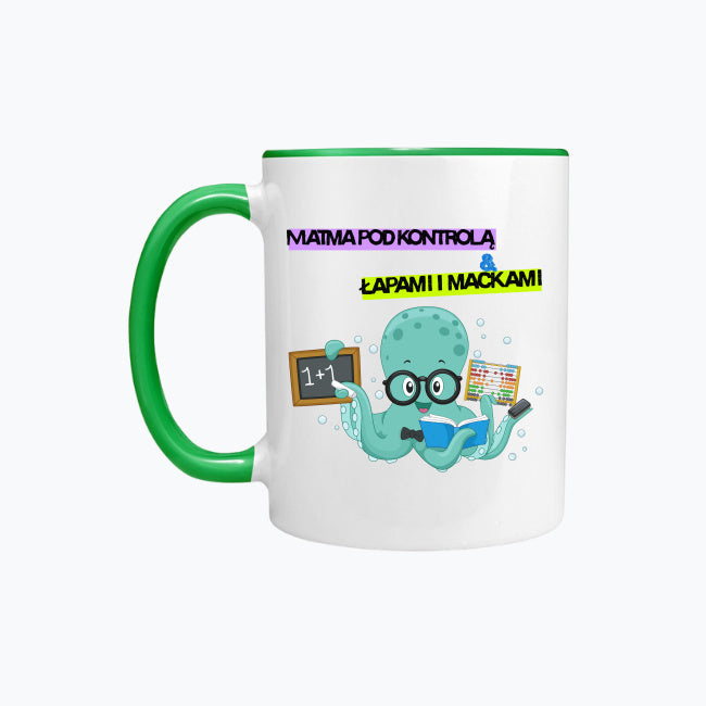 Matma pod kontrolą łapami i mackami. Kubek kolorowy