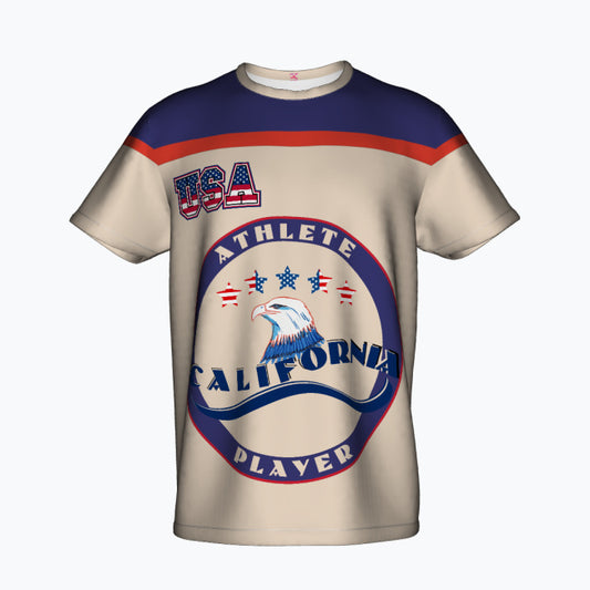 Athlete California Player USA Męski T-Shirt Sportowy (AOP) do 5 XL Materiał: 100% poliester, lekki, oddychający i szybkoschnący Sports Jersey (AOP)