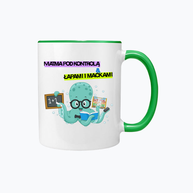 Matma pod kontrolą łapami i mackami. Kubek kolorowy